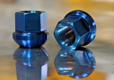 20x set Titanium Lug Wheel Nuts nut 14x1.5 R14 19mm 3/4 Porsche open Blue - Image 1 of 4