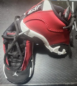 Nike Air Jordan 14 Retro (Td) Black-Gym Red-Off White Sz 4c [312093-006] - Picture 1 of 6