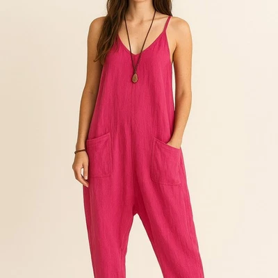 Mujeres M Informal Suelto Harén Pierna Mono Rosa Caliente Mediano Bolsillos Baile   Foto 1 de 4