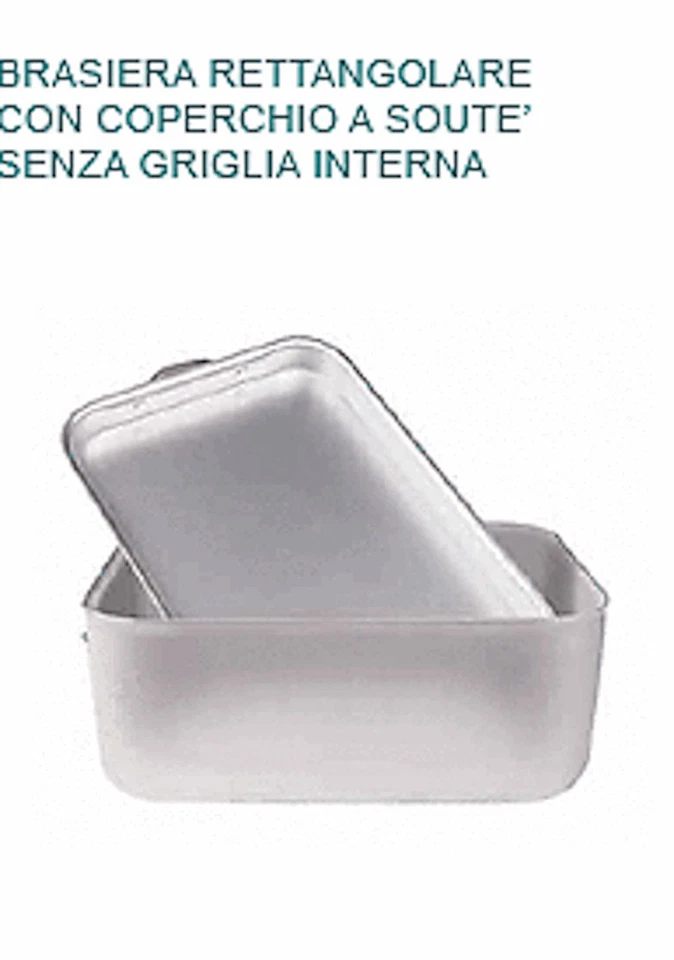 BRASIERA In Alluminio cm 50X34X16H Coperchio Souté Professionale Pentole Agnelli - Immagine 1 di 1