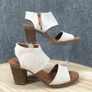 Toms Sandals Womens 7.5 Majorca Cutout Ankle Straps White Side Zip Heeled Casual - Picture 1 of 18
