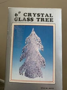 VTG Christmas Crystal Glass Tree 6" Icicle Snow Style Unique w/ Original Box - Picture 1 of 13