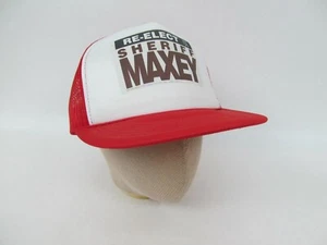 Vintage Snapback Cap Trucker Hat – Re-Elect Sheriff Maxey Mesh Padded Red - Picture 1 of 3
