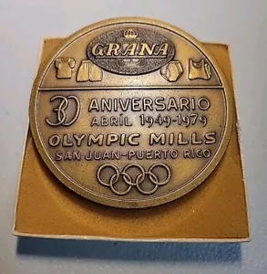 1979 GRANA OLYMPIC MILLS SAN JUAN PUERTO RICO 30th ANIVERSARIO Vtg BRONZE MEDAL - Picture 1 of 4