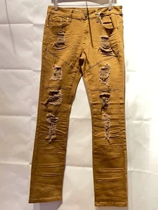BEST! New Argonaut Nations Men’s Ripped Urban Stretch Skinny Jeans-Wheat - Picture 1 of 5