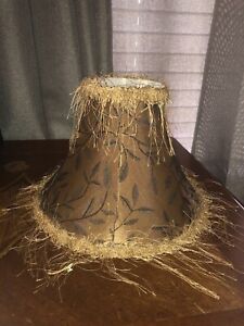 Vintage Bronze/ Brown Bell Shape Fringed Lamp Shade 8x10x4”Perfect Condition
