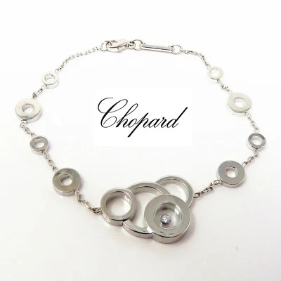 NYJEWEL Chopard 18k White Gold Happy Bubbles Floating Diamond Bracelet 6.75" - Image 1 of 3