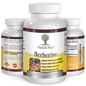 Premium Berberine HCl 500mg - 120 capsules - cardiovascular gastrointestinal ... - Picture 1 of 6