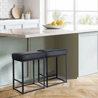 Set of 2 for Kitchen Counter Backless Modern Square Barstools Support 330 LBS - Image 1 of 4