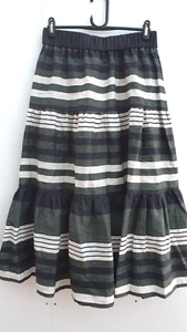 Helene Berman Tiered Striped Midi Skirt with Pockets Forest Green Size 14 jb2 - Picture 1 of 2