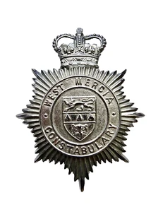 wEST MERCIA CONSTABULARY METAL EMBOSSED CAP SHIELD POLICE MEMORABILIA neocurio - Picture 1 of 5