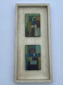 VINTAGE ABSTRACT PAINTING LOT OF 2 SIGNED N.S MYSTERY EXPRESSIONISM MODERNISM - Picture 1 of 14