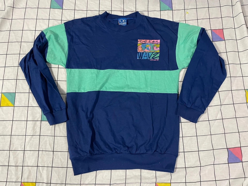 80s vintage Ocean Pacific striped shirt - Youth/Kids sz L surf long sleeve 1987 - Image 1 of 4