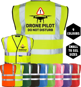 DRONE PILOT OPERATOR DO NOT DISTURB Quadcopter UAV Hi-Vis Safety Vest Waistcoat - Picture 1 of 18