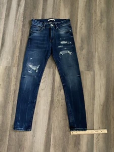 Zara Distressed Slim Leg Stretch Medium Wash Jeans/Mens US 30X31/NWOT/$70 NEW - Picture 1 of 5