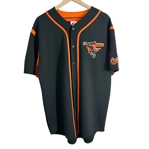 Majestic Baltimore Orioles MLB Baseball Jersey Top Black Orange Large - Picture 1 of 7