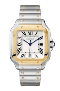 Cartier Santos De Cartier W2SA0009 Large 39.8mm 18K YG & SS Auto Watch Authentic - Picture 1 of 12