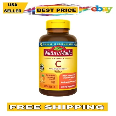 Comprimidos mastigáveis de vitamina C feitos na natureza 1000mg, 90 unidades, frete grátis - Imagem 1 de 4