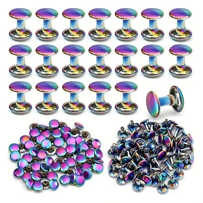 Rivetti Tubolari Doppio Cappuccio Arcobaleno 8/9/10mm Ottone Fai Da Te In Pelle - Immagine 1 di 4