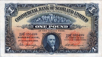 Scotland 1 Pound 1928 Pick# 5331A VF-XF  - Image 1 of 3