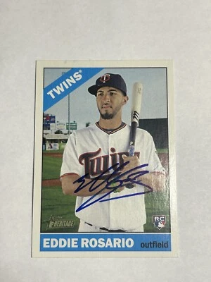 Autógrafo Topps Heritage RC #674 Twins Braves firmado por Eddie Rosario IP Auto 2015 Foto 1 de 2