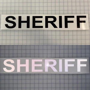 Calcomanía de seguridad SHERIFF 3"x20" REFLECTANTE Arial negrita (10 colores diferentes) - Imagen 1 de 12
