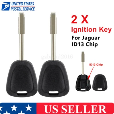 2 Reemplazos Transpondedor Llave Coche Hoja en Blanco para Jaguar XJR XKR XK8 + Chip ID13 Foto 1 de 4