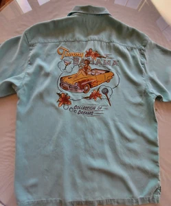 Tommy Bahama Silk Embroidered Camp Shirt Large Collection of Dreams Classic Car - Picture 1 of 14