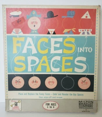 Faces Into Spaces Milton Bradley. Vintage 1962. Board coloring Game. - Image 1 of 4