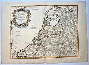 NETHERLANDS 1788 GUILLAUME DELISLE /DEZAUCHE LARGE ANTIQUE MAP 18TH CENTURY - Picture 1 of 11