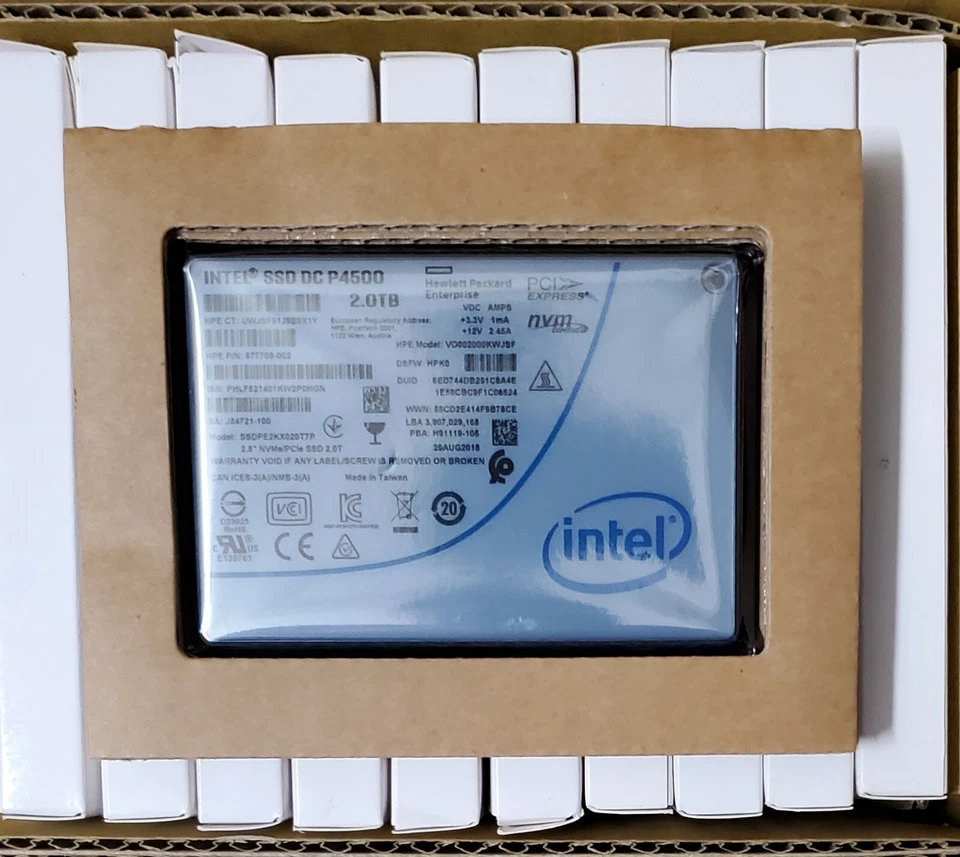 NEW HPE / Intel P4500 2TB NVME 2.5" SSD SSDPE2KX020T7P VO002000KWJSF 877709-002 - Image 1 of 1