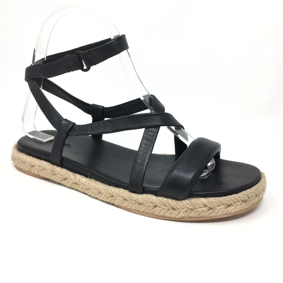 Sandálias sapatos femininos Vince Smith tamanho 6 EUA 36 UE couro preto tiras gladiador - Imagem 1 de 4