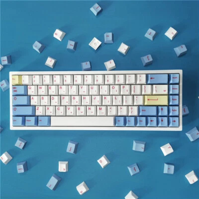 Blue White Korean Keycap PBT Cherry 125 Keycaps Dye-sub for Cherry MX Keyboard  - Image 1 of 4