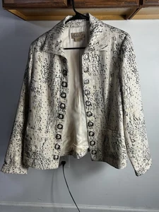 Peck And Peck Weekend Cream Silver Gray Blazer Cardigan With Silver Accents 14 - Picture 1 of 5