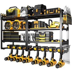 33" W Large Power Tool Organizer Wall Mount Loads 400 lbs, Heavy Duty 4-Tier ... - Imagen 1 de 6