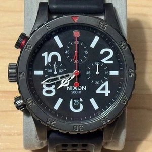 Nixon The 48-20 Chrono "Keep It Fresh" Men's Black Rubber Band Analog Watch RUNS - Picture 1 of 11