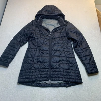 Chaqueta de Investigación Exterior Mujer Grande Negra Con Capucha Breva Parka Cremallera Completa Primaloft Foto 1 de 4