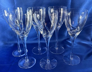 6 Lenox SEA SWIRL Water Goblets ~ Swirl Design Crystal Goblets - Picture 1 of 14