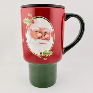 LANG Santa Ceramic Travel Mug w/ Lid 16 oz Believe In Christmas + Gift Box NEW - Picture 1 of 6