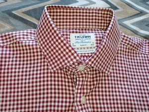 Camicia uomo TM Lewin L rossa a quadri Gingham manica lunga slim fit collo 16" due pieghe - Foto 1 di 6
