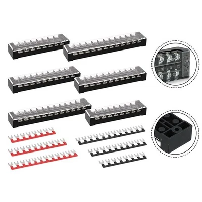 Insulated double row terminal blocks 6pcs 25A for wiring 8 10 12 positions kit - Image 1 of 4