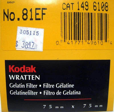 New No. 81EF Kodak Wratten Gelatin Filter 75mm x 75mm 3x3 Catalog #1496108 - Image 1 of 2