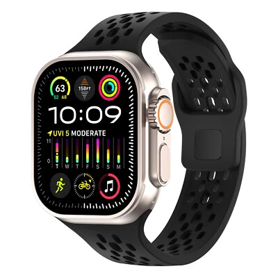 Breathable Soft Silicone Sports Band Strap For Apple Watch Series Ultra/10/9/8/7 - Image 1 of 4