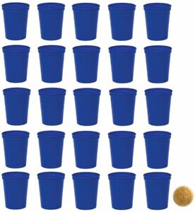 Reusable Plastic Party Cups, Pack of 25, Blank 16 oz Stadium Cups (Many Colors)