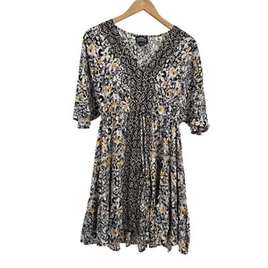 ANGIE Womens Floral Boho Tiered Dress Size M Flutter Sleeve Vintage 90s Flowy - Picture 1 of 8