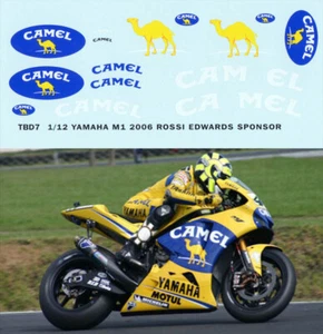 1/12 Decals per YAMAHA M1 2006 Rossi CAMEL BIKE FIGURE TBD7 - Imagen 1 de 1