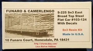 Funaro F&C Sn3 S-225 225 EAST BROAD TOP Steel Flat Car EBT 103-124 Narrow Gauge - Picture 1 of 12