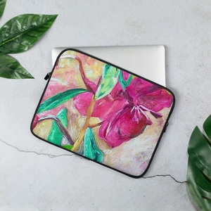 Laptop Sleeve "Encaustic Painted Floral" Universal Neoprene Laptop Sleeve - Picture 1 of 3