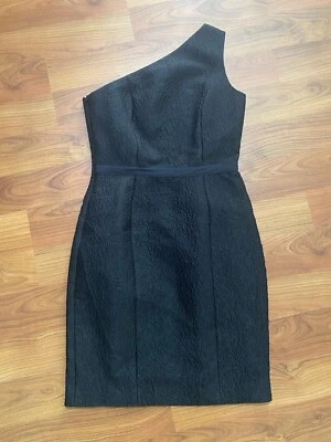 HALSTON HERITAGE new with tags black one shoulder 5% wool dress evening wear 6 - Image 1 of 4
