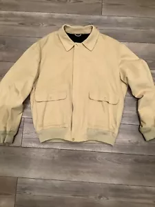 Valstar Milano Mens Bomber Jacket Size Large EU 56 Wool Cashmere Blend Beige - Picture 1 of 11